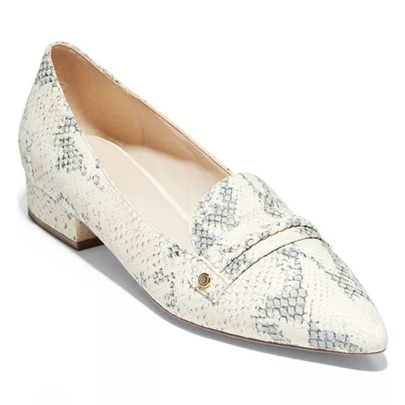 Cole Haan Mabel Skimmer Loafers Snake Print Pointed Toe Flats Sz 7.5
